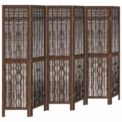 vidaXL Room Divider Panel Room Privacy Screen Dark Brown Solid Wood Paulownia - 40 x 160 cm/ 6 piece