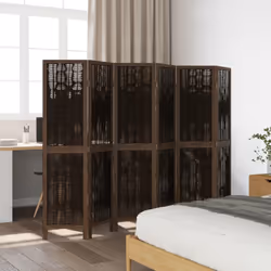vidaXL Room Divider Panel Room Privacy Screen Dark Brown Solid Wood Paulownia - 40 x 160 cm/ 6 piece