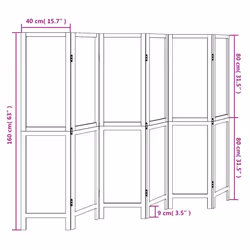 vidaXL Room Divider Panel Room Privacy Screen Dark Brown Solid Wood Paulownia - 40 x 160 cm/ 6 piece - Additional view 7