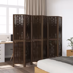 vidaXL Room Divider Panel Room Privacy Screen Dark Brown Solid Wood Paulownia - 40 x 180 cm/ 6 piece - Additional view 2