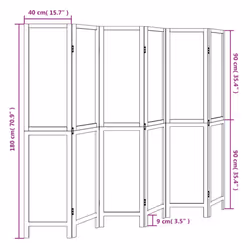 vidaXL Room Divider Panel Room Privacy Screen Dark Brown Solid Wood Paulownia - 40 x 180 cm/ 6 piece - Additional view 3