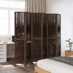 vidaXL Room Divider Panel Room Privacy Screen Dark Brown Solid Wood Paulownia - 40 x 200 cm/ 6 piece - Additional view 2
