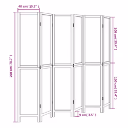vidaXL Room Divider Panel Room Privacy Screen Dark Brown Solid Wood Paulownia - 40 x 200 cm/ 6 piece - Additional view 7