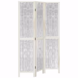 vidaXL Room Divider 3 Panels Office Privacy Screen White Solid Wood Paulownia - 40 x 180 cm/ 3 piece