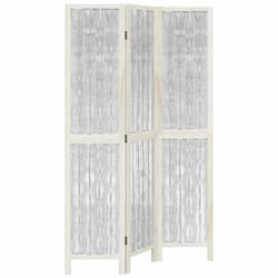 vidaXL Room Divider 3 Panels Office Privacy Screen White Solid Wood Paulownia - 40 x 180 cm/ 3 piece