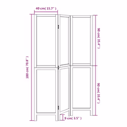 vidaXL Room Divider 3 Panels Office Privacy Screen White Solid Wood Paulownia - 40 x 180 cm/ 3 piece - Additional view 6