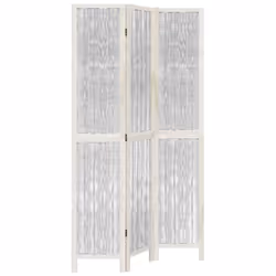 vidaXL Room Divider 3 Panels Office Privacy Screen White Solid Wood Paulownia - 40 x 200 cm/ 3 piece