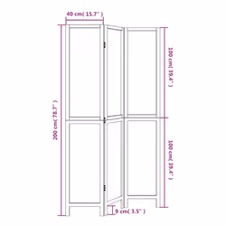 vidaXL Room Divider 3 Panels Office Privacy Screen White Solid Wood Paulownia - 40 x 200 cm/ 3 piece