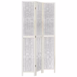 vidaXL Room Divider 3 Panels Office Privacy Screen White Solid Wood Paulownia - 40 x 220 cm/ 3 piece
