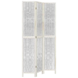 vidaXL Room Divider 3 Panels Office Privacy Screen White Solid Wood Paulownia - 40 x 220 cm/ 3 piece