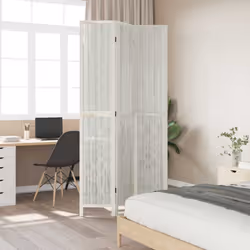 vidaXL Room Divider 3 Panels Office Privacy Screen White Solid Wood Paulownia - 40 x 220 cm/ 3 piece