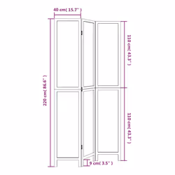 vidaXL Room Divider 3 Panels Office Privacy Screen White Solid Wood Paulownia - 40 x 220 cm/ 3 piece - Additional view 6