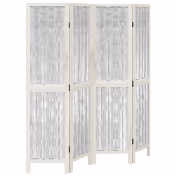 vidaXL Room Divider 3 Panels Office Privacy Screen White Solid Wood Paulownia - 40 x 160 cm/ 4 piece