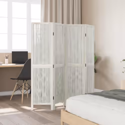 vidaXL Room Divider 3 Panels Office Privacy Screen White Solid Wood Paulownia - 40 x 160 cm/ 4 piece
