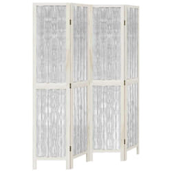 vidaXL Room Divider 3 Panels Office Privacy Screen White Solid Wood Paulownia - 40 x 180 cm/ 4 piece