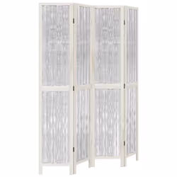 vidaXL Room Divider 3 Panels Office Privacy Screen White Solid Wood Paulownia - 40 x 200 cm/ 4 piece