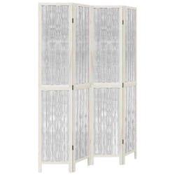 vidaXL Room Divider 3 Panels Office Privacy Screen White Solid Wood Paulownia - 40 x 200 cm/ 4 piece