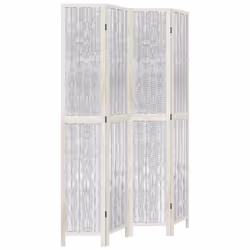 vidaXL Room Divider 3 Panels Office Privacy Screen White Solid Wood Paulownia - 40 x 220 cm/ 4 piece