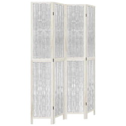 vidaXL Room Divider 3 Panels Office Privacy Screen White Solid Wood Paulownia - 40 x 220 cm/ 4 piece