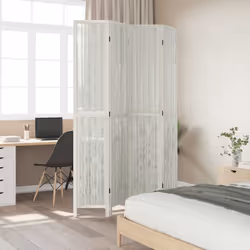 vidaXL Room Divider 3 Panels Office Privacy Screen White Solid Wood Paulownia - 40 x 220 cm/ 4 piece