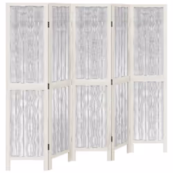 vidaXL Room Divider 3 Panels Office Privacy Screen White Solid Wood Paulownia - 40 x 160 cm/ 5 piece