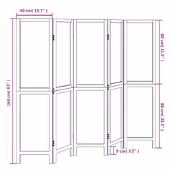 vidaXL Room Divider 3 Panels Office Privacy Screen White Solid Wood Paulownia - 40 x 160 cm/ 5 piece