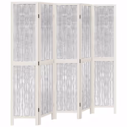 vidaXL Room Divider 3 Panels Office Privacy Screen White Solid Wood Paulownia - 40 x 180 cm/ 5 piece