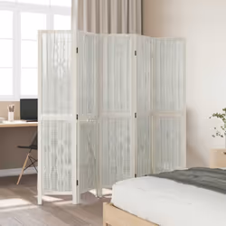 vidaXL Room Divider 3 Panels Office Privacy Screen White Solid Wood Paulownia - 40 x 180 cm/ 5 piece