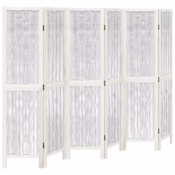 vidaXL Room Divider 3 Panels Office Privacy Screen White Solid Wood Paulownia - 40 x 160 cm/ 6 piece
