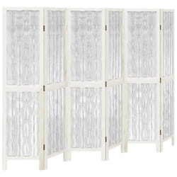 vidaXL Room Divider 3 Panels Office Privacy Screen White Solid Wood Paulownia - 40 x 160 cm/ 6 piece