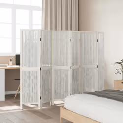 vidaXL Room Divider 3 Panels Office Privacy Screen White Solid Wood Paulownia - 40 x 160 cm/ 6 piece