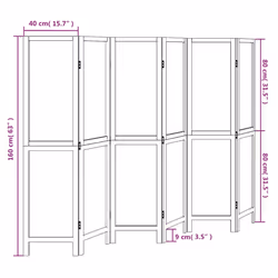 vidaXL Room Divider 3 Panels Office Privacy Screen White Solid Wood Paulownia - 40 x 160 cm/ 6 piece - Additional view 6