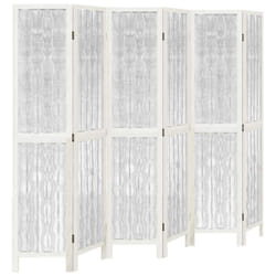 vidaXL Room Divider 3 Panels Office Privacy Screen White Solid Wood Paulownia - 40 x 180 cm/ 6 piece