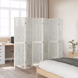 vidaXL Room Divider 3 Panels Office Privacy Screen White Solid Wood Paulownia - 40 x 180 cm/ 6 piece