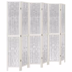 vidaXL Room Divider 3 Panels Office Privacy Screen White Solid Wood Paulownia - 40 x 200 cm/ 6 piece