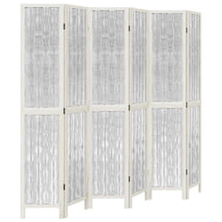 vidaXL Room Divider 3 Panels Office Privacy Screen White Solid Wood Paulownia - 40 x 200 cm/ 6 piece