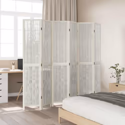 vidaXL Room Divider 3 Panels Office Privacy Screen White Solid Wood Paulownia - 40 x 200 cm/ 6 piece