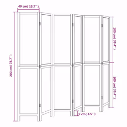 vidaXL Room Divider 3 Panels Office Privacy Screen White Solid Wood Paulownia - 40 x 200 cm/ 6 piece