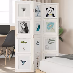 vidaXL Room Divider Panel Office Privacy Screen White Solid Wood Paulownia - 40 x 160 cm/ 3 piece