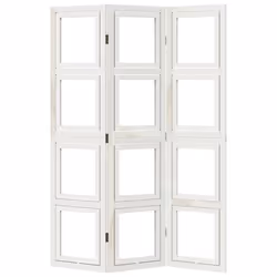 vidaXL Room Divider Panel Office Privacy Screen White Solid Wood Paulownia - 40 x 160 cm/ 3 piece
