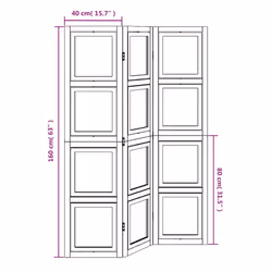 vidaXL Room Divider Panel Office Privacy Screen White Solid Wood Paulownia - 40 x 160 cm/ 3 piece - Additional view 7