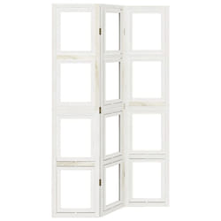 vidaXL Room Divider Panel Office Privacy Screen White Solid Wood Paulownia - 40 x 180 cm/ 3 piece