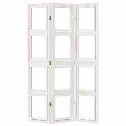 vidaXL Room Divider Panel Office Privacy Screen White Solid Wood Paulownia - 40 x 180 cm/ 3 piece - Additional view 4