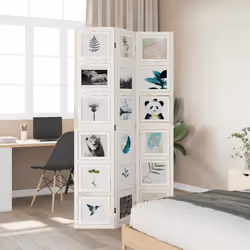 vidaXL Room Divider Panel Office Privacy Screen White Solid Wood Paulownia - 40 x 200 cm/ 3 piece - Additional view 2
