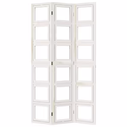 vidaXL Room Divider Panel Office Privacy Screen White Solid Wood Paulownia - 40 x 200 cm/ 3 piece - Additional view 3