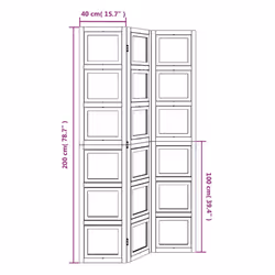 vidaXL Room Divider Panel Office Privacy Screen White Solid Wood Paulownia - 40 x 200 cm/ 3 piece - Additional view 7