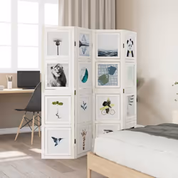 vidaXL Room Divider Panel Office Privacy Screen White Solid Wood Paulownia - 40 x 160 cm/ 4 piece