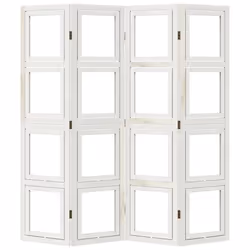 vidaXL Room Divider Panel Office Privacy Screen White Solid Wood Paulownia - 40 x 160 cm/ 4 piece