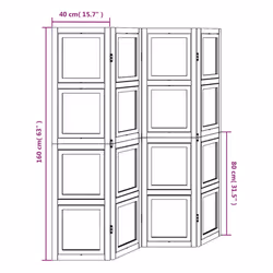 vidaXL Room Divider Panel Office Privacy Screen White Solid Wood Paulownia - 40 x 160 cm/ 4 piece - Additional view 7