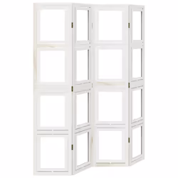 vidaXL Room Divider Panel Office Privacy Screen White Solid Wood Paulownia - 40 x 180 cm/ 4 piece